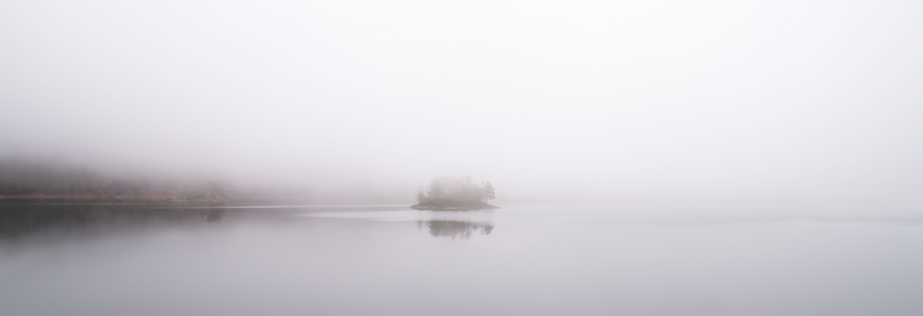 Foggy lake in northern Sweden